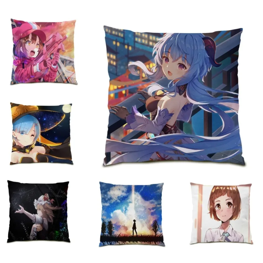 

Throw Pillow Covers Square Living Room Decoration Poster Anime Pillow Case Portrait Cushion Cover 45x45 Bed Cartoon Velvet E0915