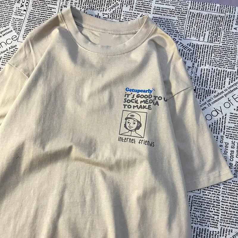 SMVP 2022 летняя новая футболка с короткими рукавами и принтом в стиле ретро женская