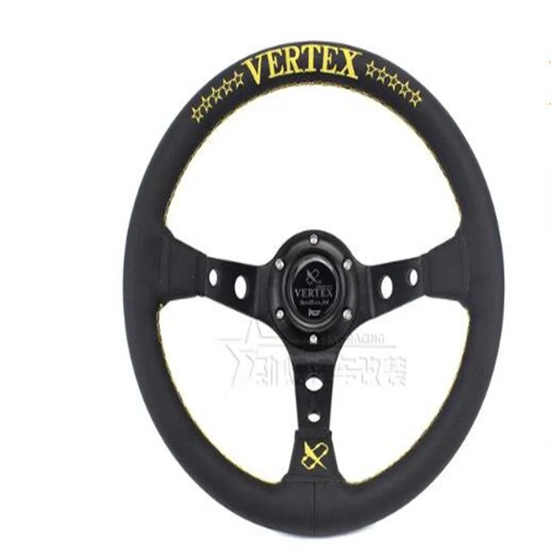 

320 мм кожаная глубокая тарелка на руль Vertex для втулки желтого стежка