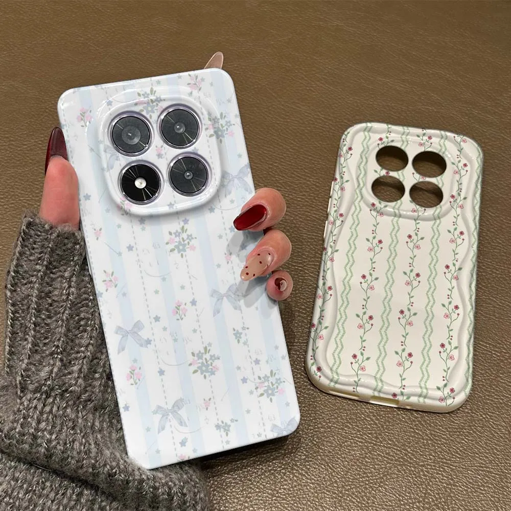 Фото Чехол для телефона Xiaomi Poco X7 X6 X5 X4 X3 M8 M7 M6 M5s F8 Pro Feilin с мультяшным розовым цветочным узором и полосками, волнообразный, с эффектом масляной пленки №4