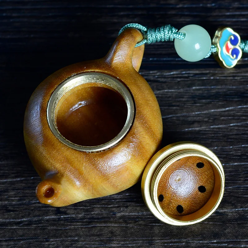 Зеленый горшок с ручкой из сандалового дерева полый мешок для благовоний шар