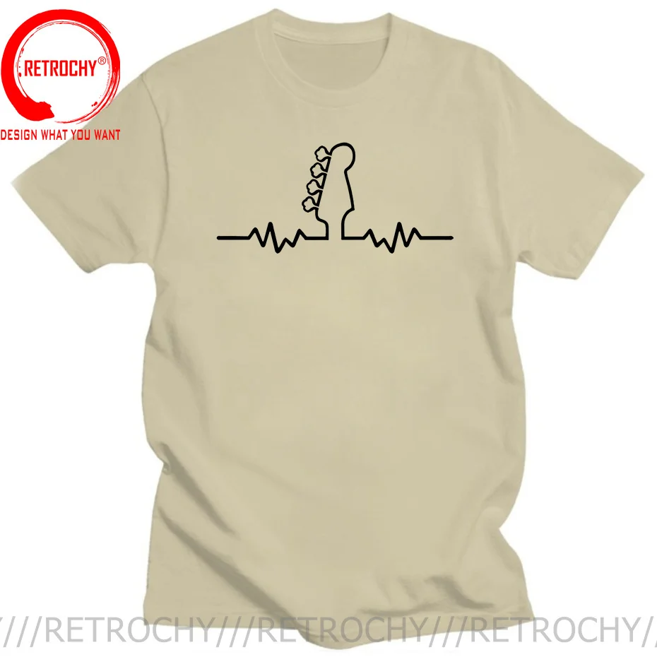 

2023 New Creative Design Guitar Lifeline T Shirt Men Fashion Summer Cotton Print Guitar Heartbeat T-Shirt Tops Tee Homme Tshirt