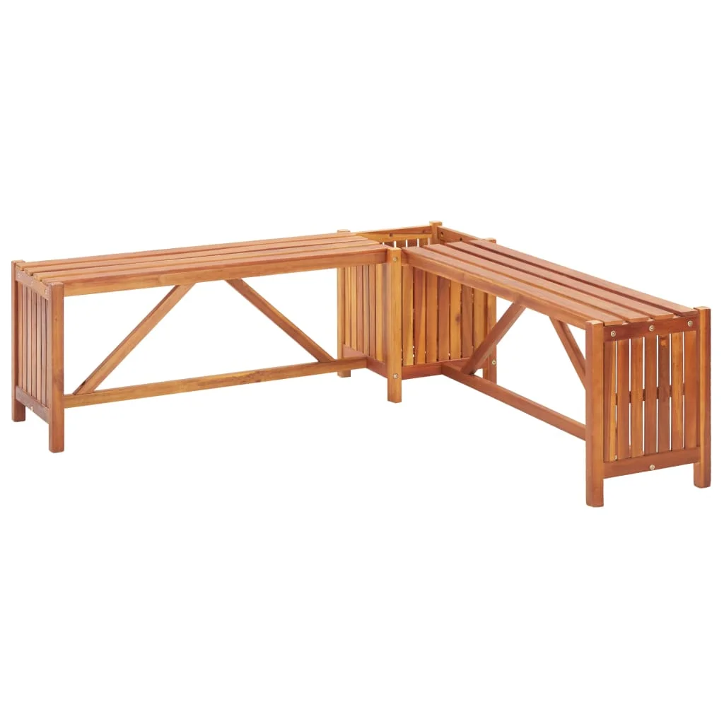 

Garden Corner Patio Bench, Outdoor Seating, with Planter 117x117x40cm Solid Acacia Wood