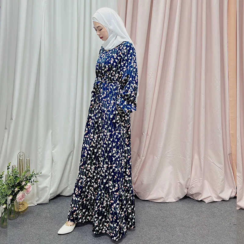 Muslim Dress Middle East Printed Ankle-length Long Dresses Abayas for Women Dubai Vistido Largo De Mujer Musulmana Turkey