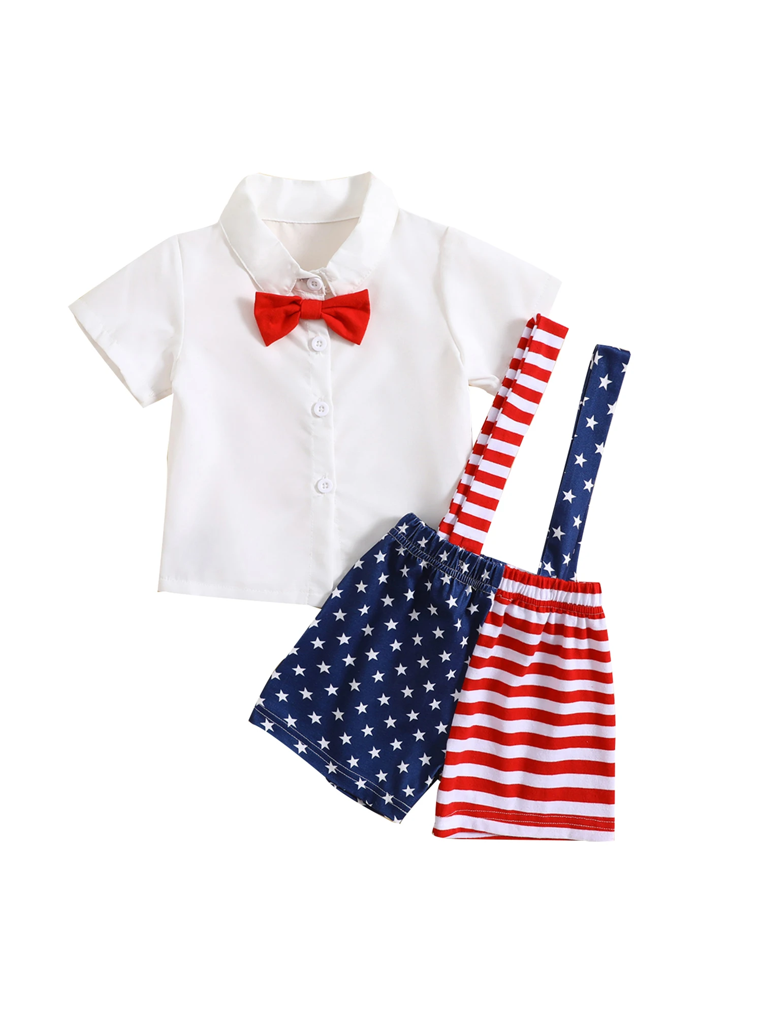 

Adorable Summer Clothing Set for Toddler Baby Boy and Girl - Short Sleeve Shirts Romper Tops with Overall Shorts - Perfect for
