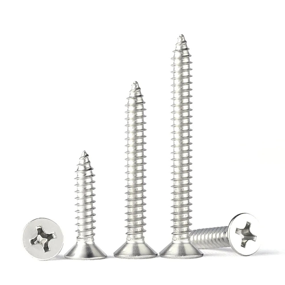 

2/40Pcs M5 M6 M8 Parafuso 304 Stainless Steel Cross Recessed Countersunk Flat Head Tapping Screws Wood Screw Tornillos Para
