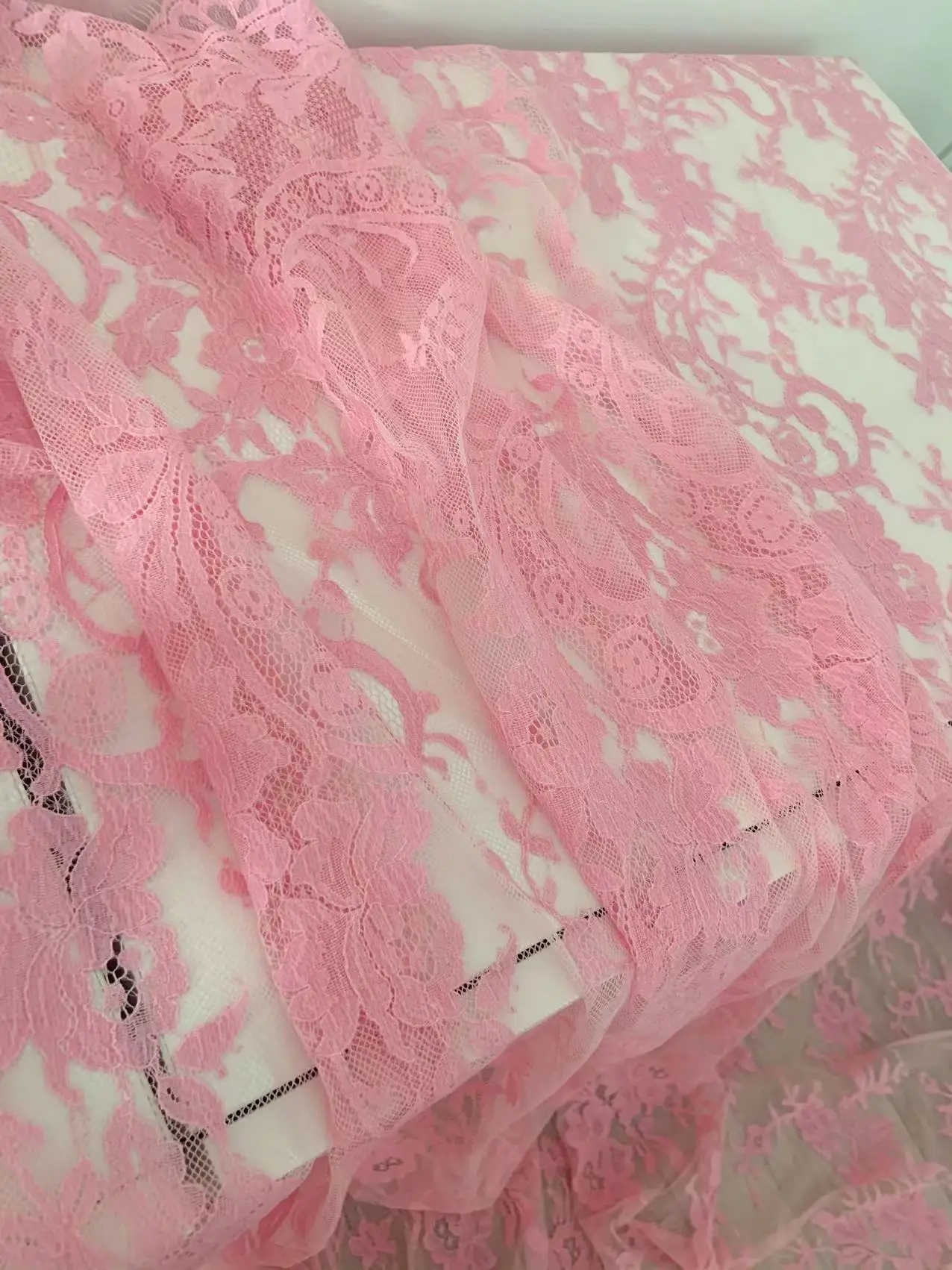 150 см * розовая кружевная ткань с цветами Шантильи сетчатая сетка для декора лифа