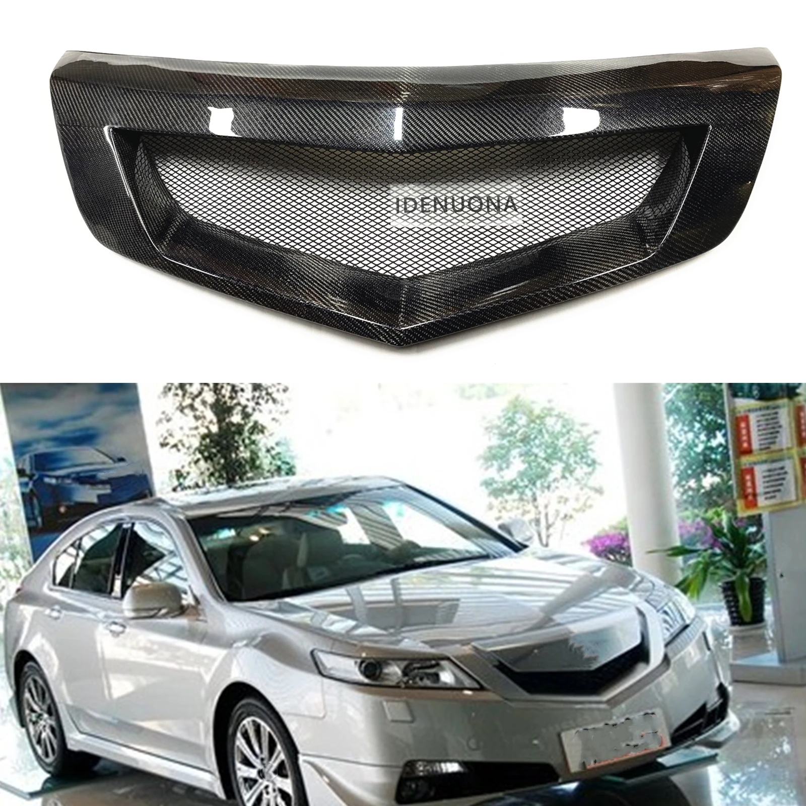 

Передняя решетка для гоночного автомобиля Acura TL 2009-2011 седан 4 двери из настоящего углеродного волокна верхняя часть бампера вентиляционная ...