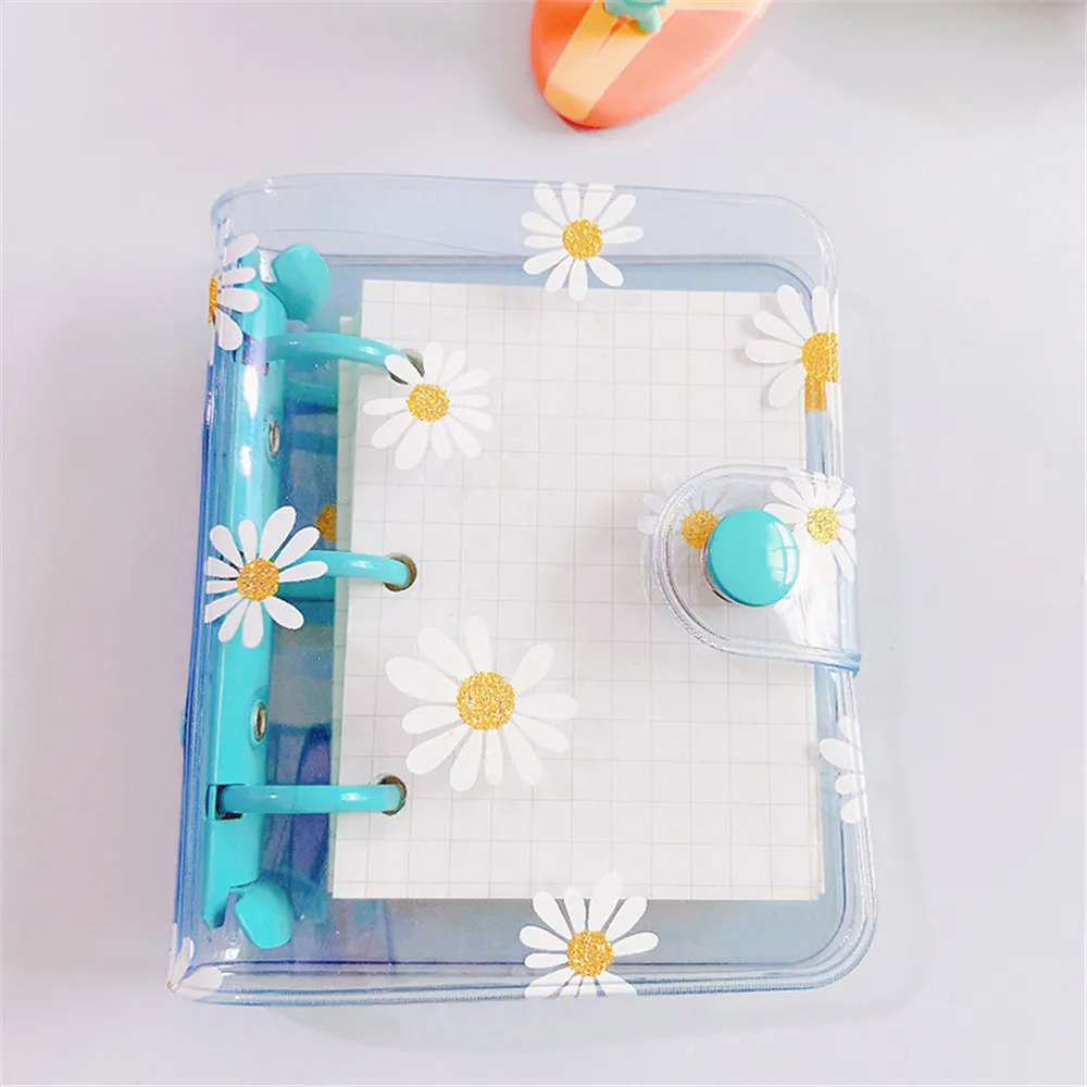 Cute Daisy Loose Leaf Notebook 3 Holes PVC Transparent Binder Korean Stationery Hand Account Journal for Girls School Supplies
