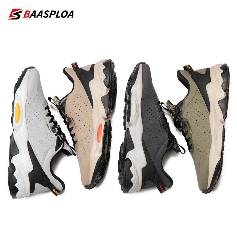 2023 Baasploa Men Leather Sport Shoes New Fashion Casual Sneakers for Men Comfort Non-Slip Outdoor Walking Shoes Free Shipping