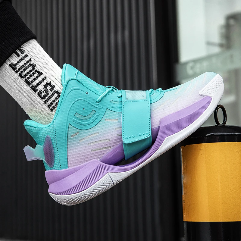 

Модная баскетбольная обувь для мужчин, дышащие баскетбольные кроссовки, Нескользящие высокие кроссовки, светоотражающая спортивная обувь для тренировок