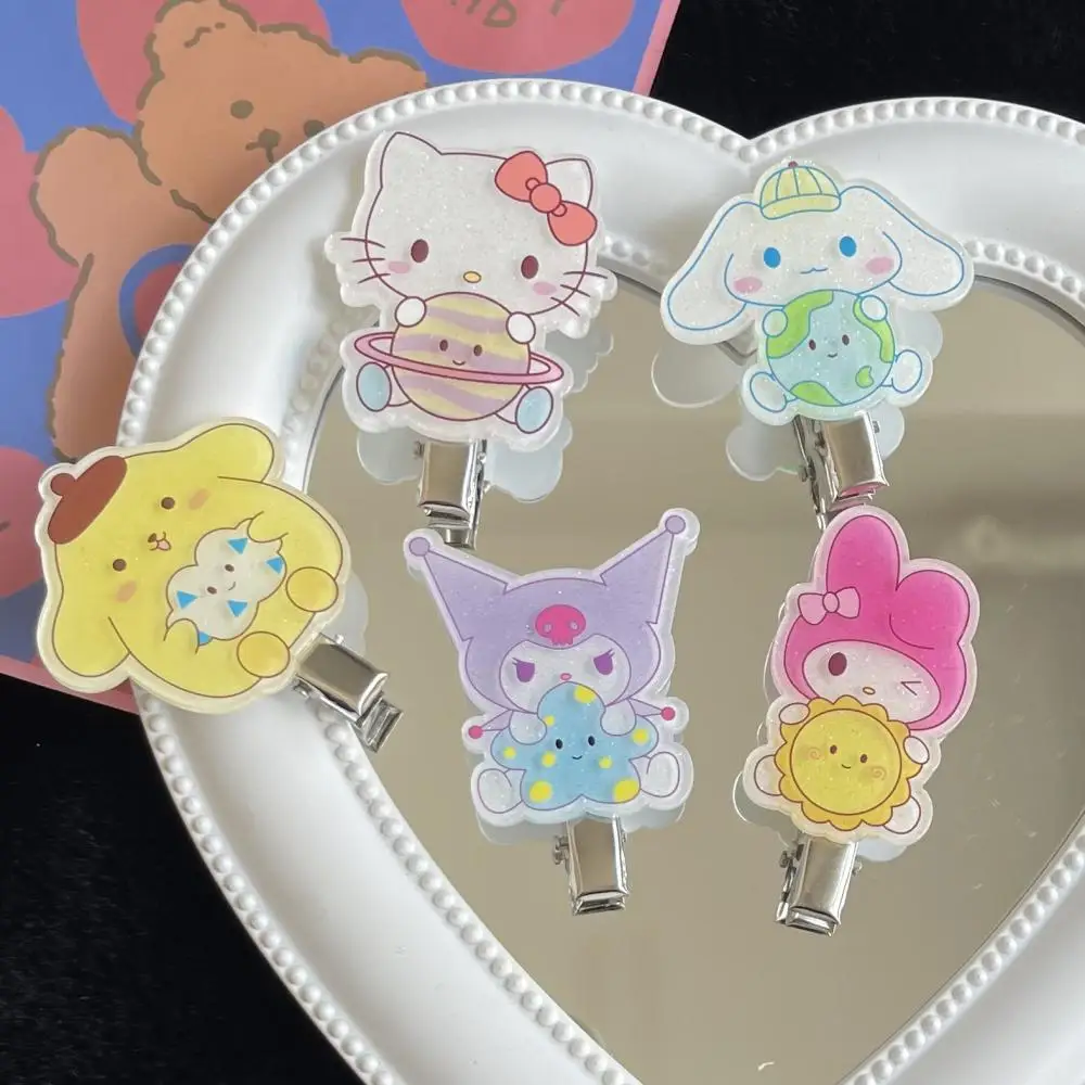 

Kawaii Sanrio шпилька для волос милая Kuromi Cinnamoroll My Melody Hellokittys конфетные сердечки милые аксессуары для волос челка зажим подарок