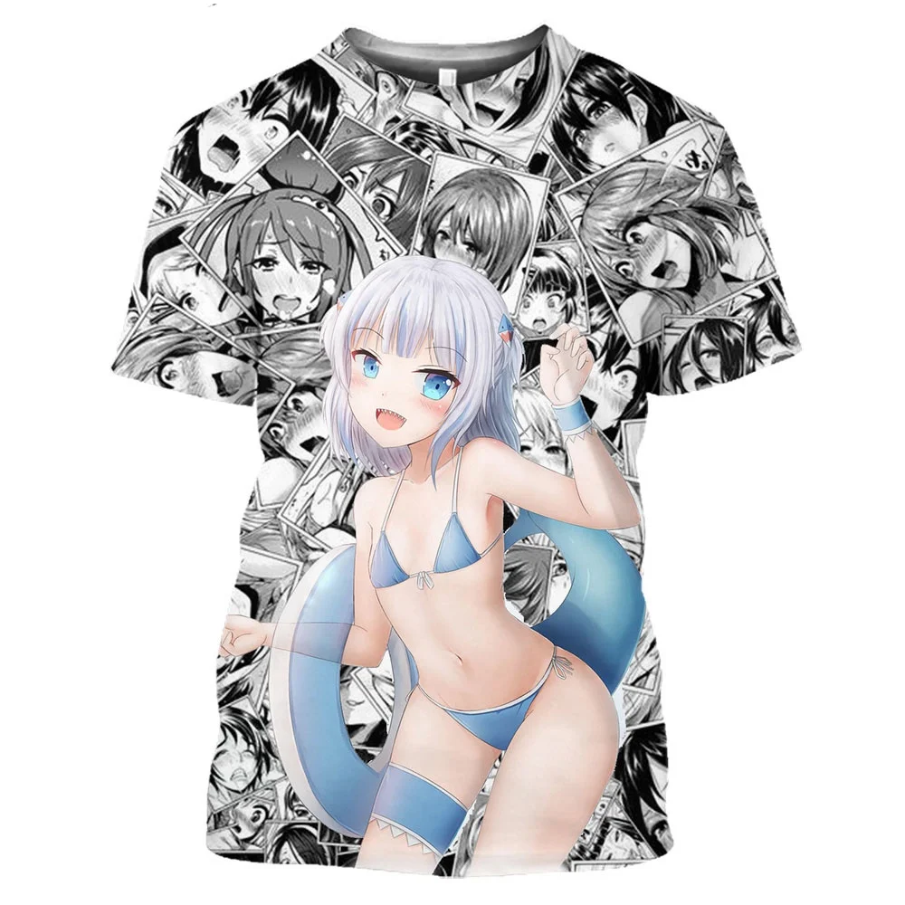 

Летняя футболка с мультяшным принтом Vtuber Gawr Gura Shark, женская/Мужская модная футболка, футболка, Повседневная футболка, костюм японского аниме