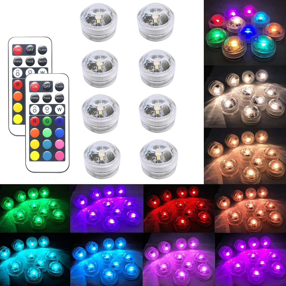 

21key Remote Control RGB Submersible Light IP68 Battery Operated Underwater Night Lamp Vase Bowl Swim Pool Outdoor Garden Party