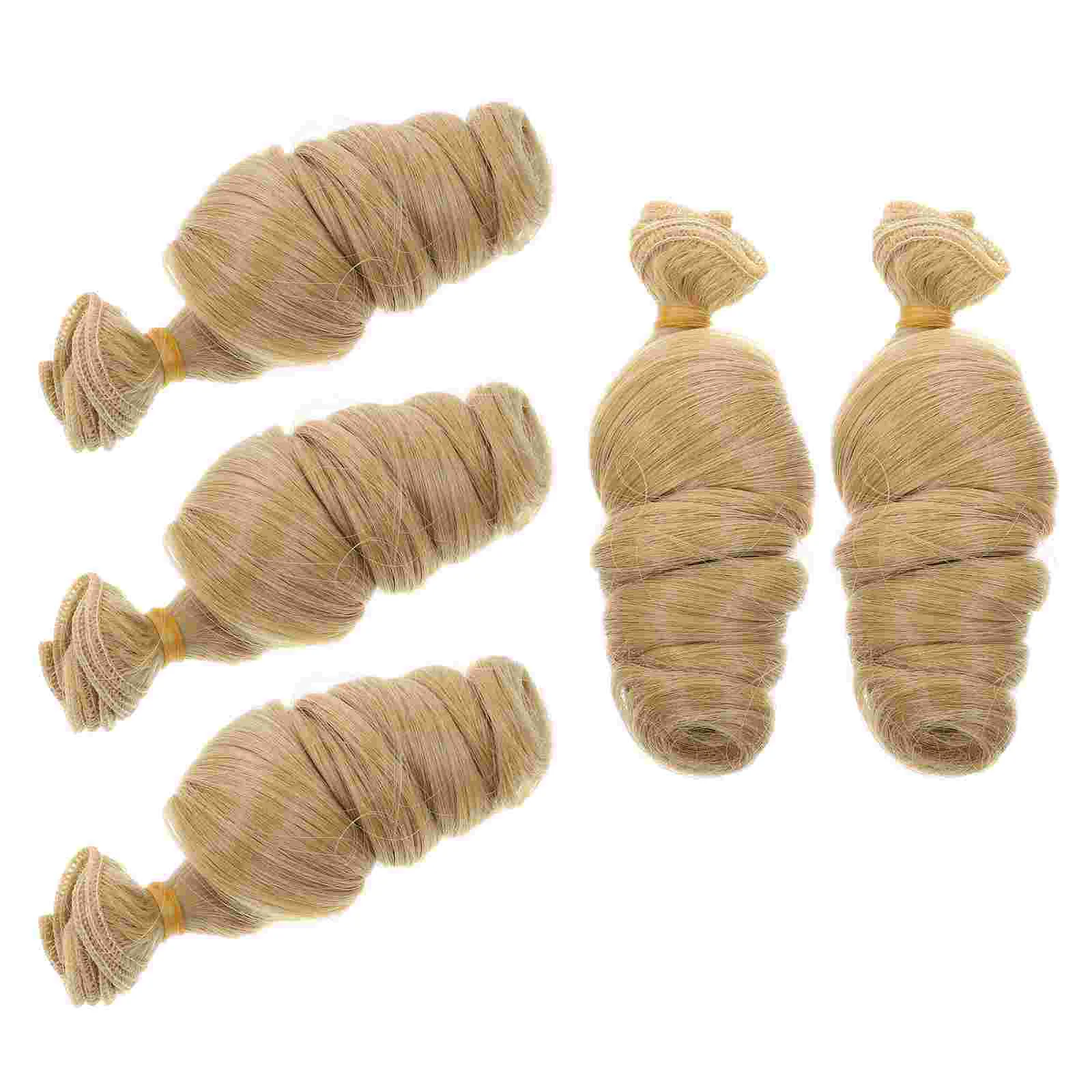 

5pcs Heat Resistant Doll Hair Curly Doll Wefts Wig DIY Doll Rerooting Crafts