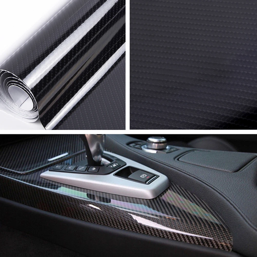 

1pc 5D Ultra Gloss Glossy Black Auto Carbon Fiber Vinyl Wrap Sticker Decal PV Protection Long Lasting Waterproof 30*152cm