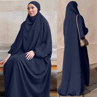 muslim fashion women prayer garment hooded abaya dubai djellaba femme one piece plain jilbaab long sleeve islamic robe khimar