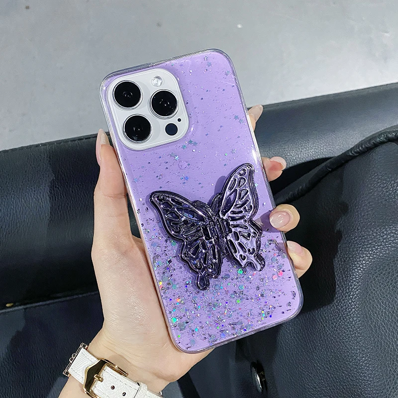 Милый Блестящий силиконовый чехол с бабочками для Xiaomi Redmi Note 13 12 11 10 9 Pro Mi 14 T