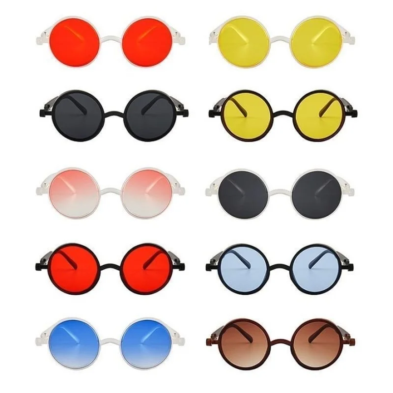 

Vintage Gothic Steampunk Classic Round Sunglasses Men Women Sunglasses Metal Frame Color Lenses
