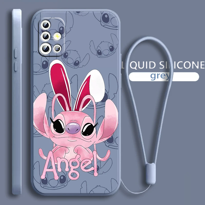 

Stitch Lilo Angel Pink For Samsung Galaxy A71 A51 A81 A91 A41 A31 A21S A11 A01 A50 A30 A20S Liquid Rope Soft Phone Case Fundas