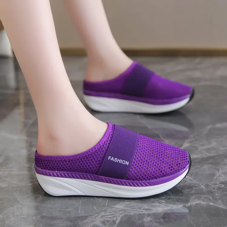 

2023 Women Mesh Lightweight Shoes Woman Slippers Wedge Shoes Female Air Cushion Sandals Thick Bottem Casual Sneakers Plus Size