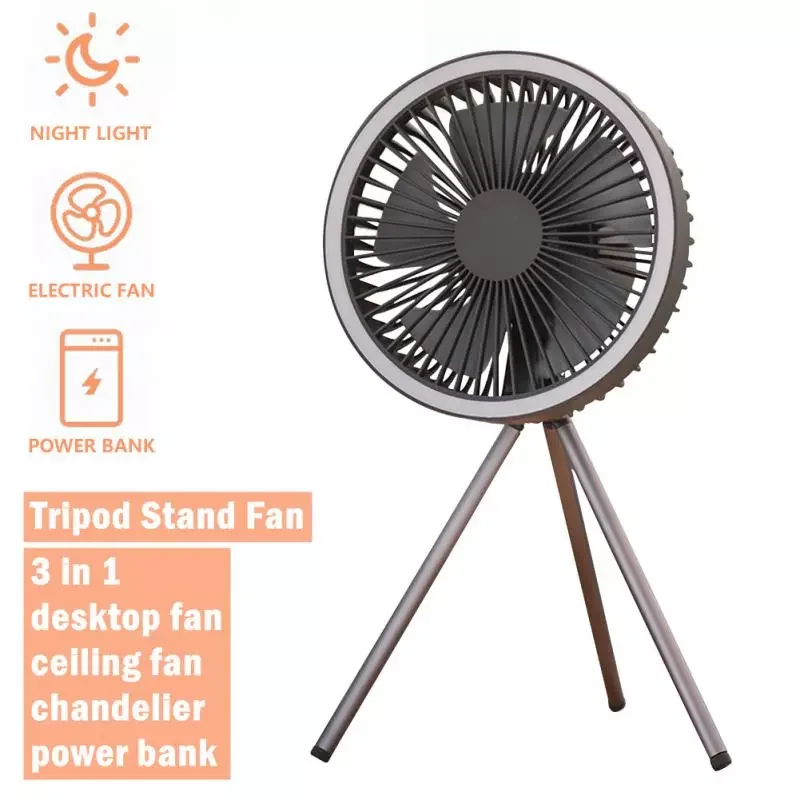 

NEW2023 Desk Tripod Stand Fan USB Rechargeable Air Cooling Fans with POWER Bank Light Outdoor Camping Light Ceiling Fans Home Ap