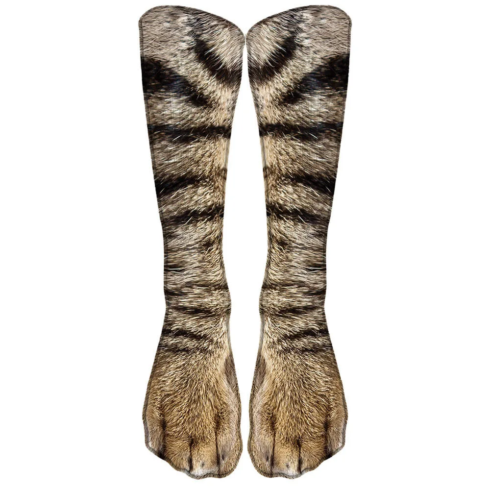 

3D printed Long socks Animal feet Cat and dog paw personalized digital stockings over the knee socks