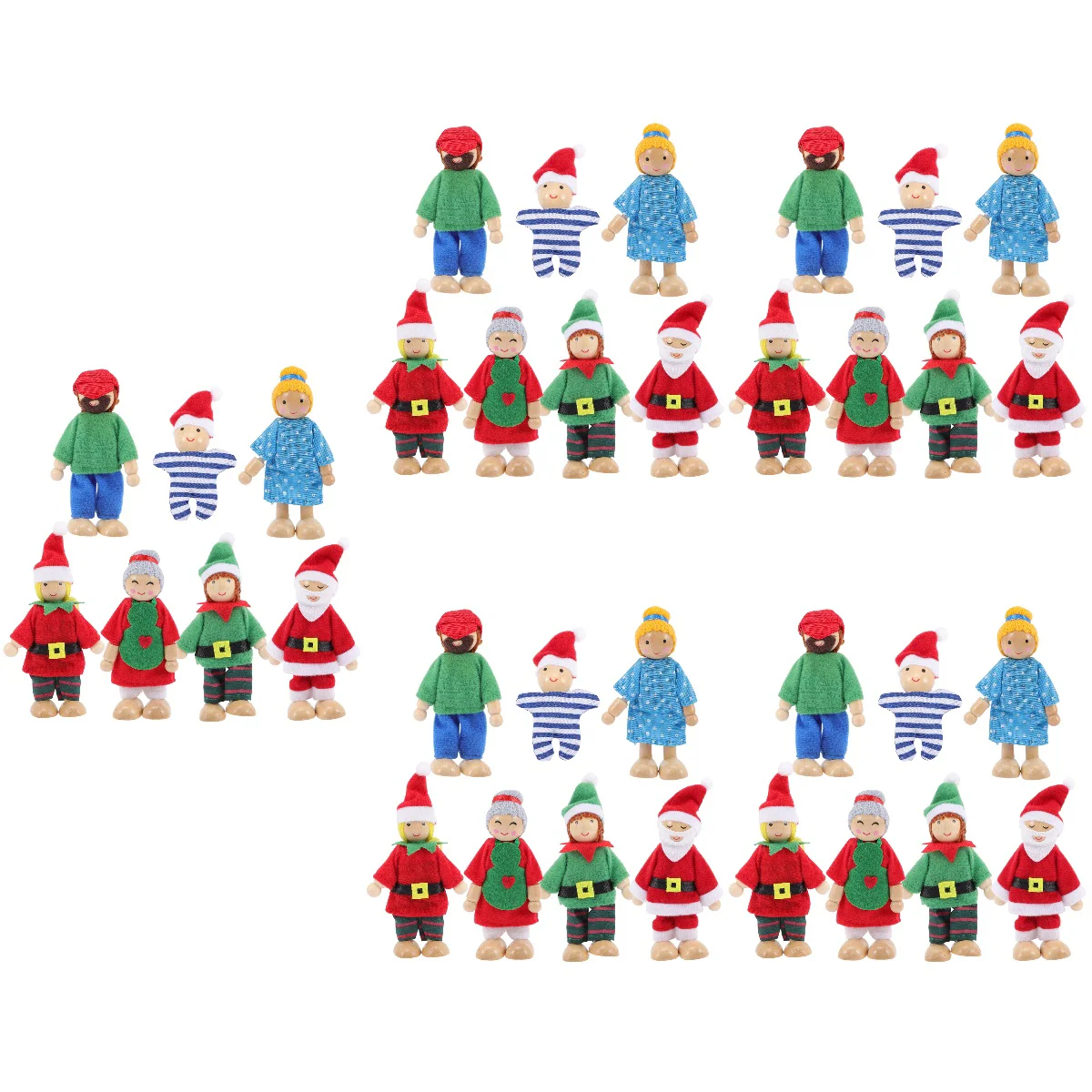 

35 pcs Christmas Wooden Family Dolls Set Doll House Mini People Figures Doll