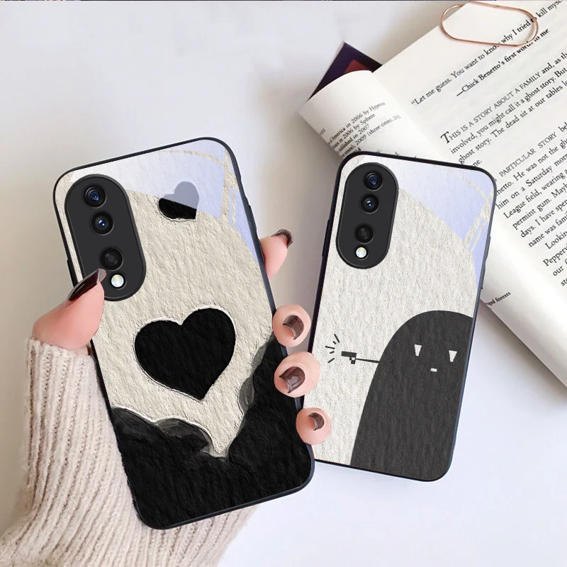 Фото Черно-белый чехол-накладка из стекла для Honor X6, X9c, X9, X6b, X8a, X8, X9b, X5b Plus, X8b, 30 Pro+, 50 Pro, 70, 90, 200 Lite №4