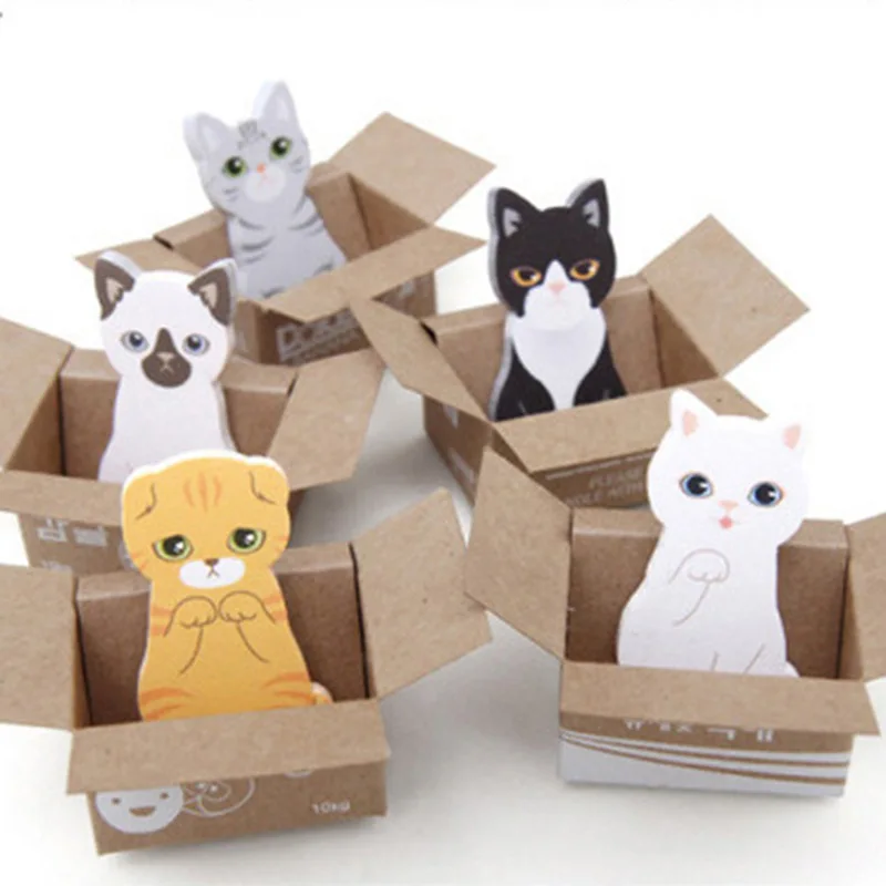 

THE9 Cute Cat Sticky Notes Self-Stick Notes Memo Pad Bookmark Sticky Tabs Notas Adhesivas Office School Papel Papelaria