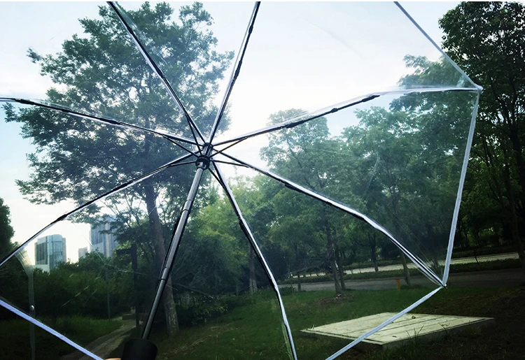 Прозрачный зонт для женщин недорогие Автоматические Складные зонты китайский
