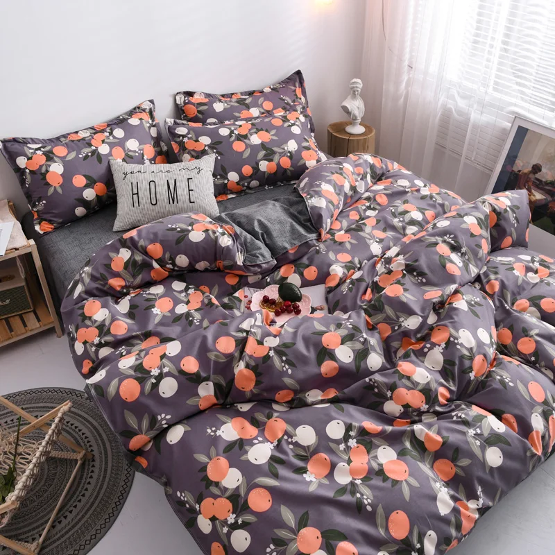 

Fruit Printed Bed Linen Floral Duvet Cover Pillowcase Fashion Bedding Set Kawaii Bed Sheet Quilt Cover Single Queen King Size