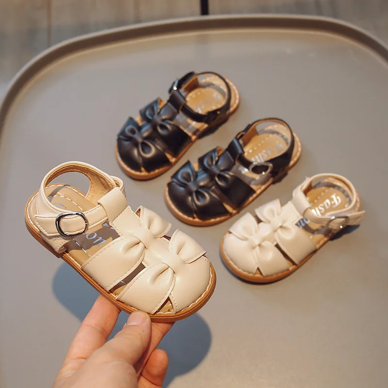 

Comfy Leather Sandals for 1-7Y Toddler Girls Black Beige Non-slip Beach Shoes Kids Summer Sandals for Girls Designer Sandals