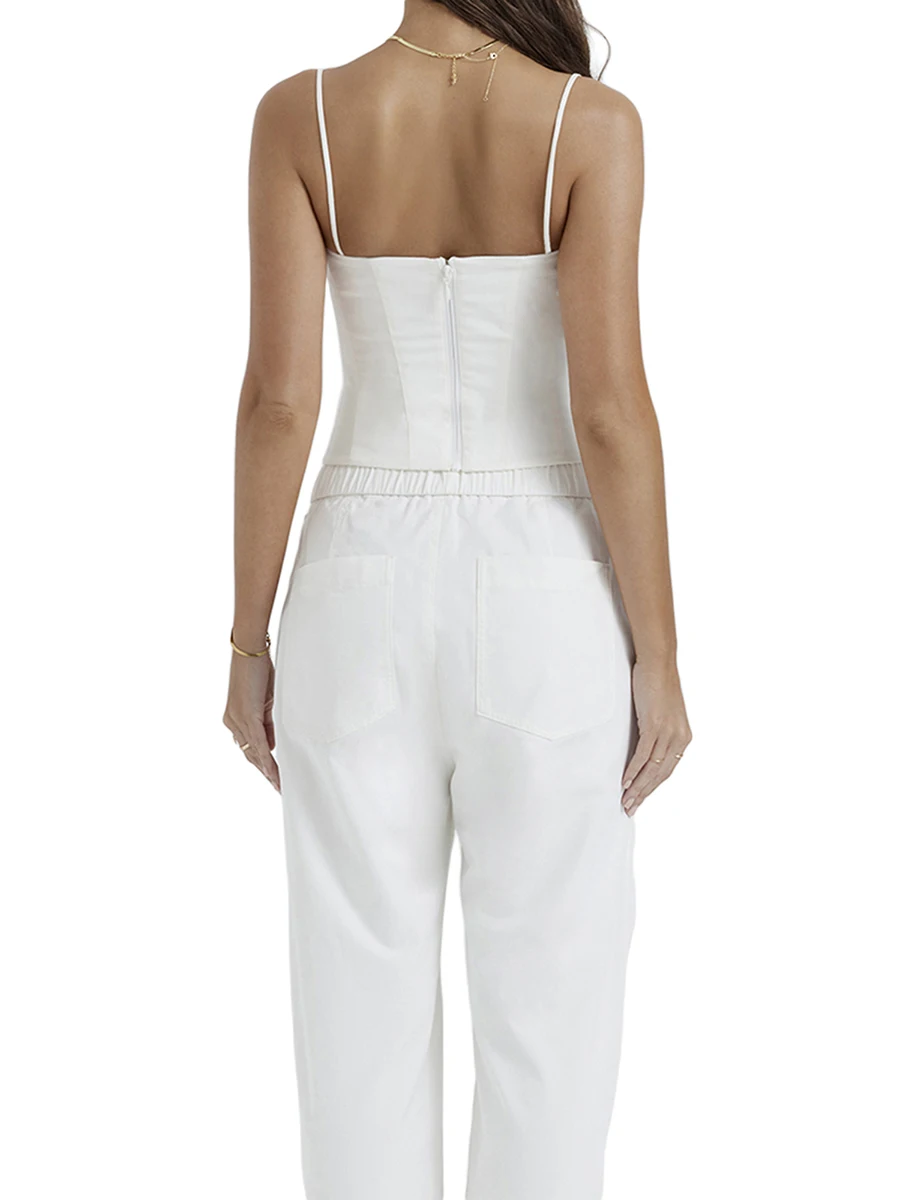 Женский укороченный топ с квадратным вырезом и открытой спиной