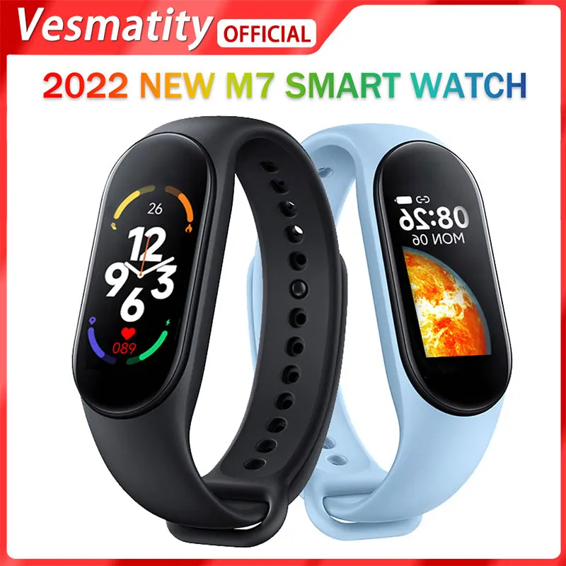 

Смарт-часы Vesmatiy M7 для мужчин и женщин, спортивные водонепроницаемые цифровые наручные часы с дисплеем, с функцией отслеживания звонков, соо...