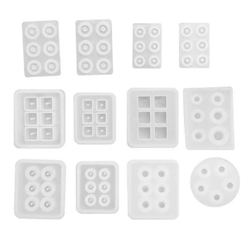 

12x/Set Shiny Round Square Roundle Beads Silicone Molds Ball Shape Jewelry Molds Casting Making DIY Resin Craft Moulds
