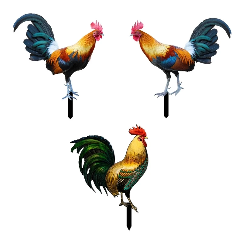Acrylic Rooster Garden Stake Ornaments Decoration Birthday Holiday Party Dropship