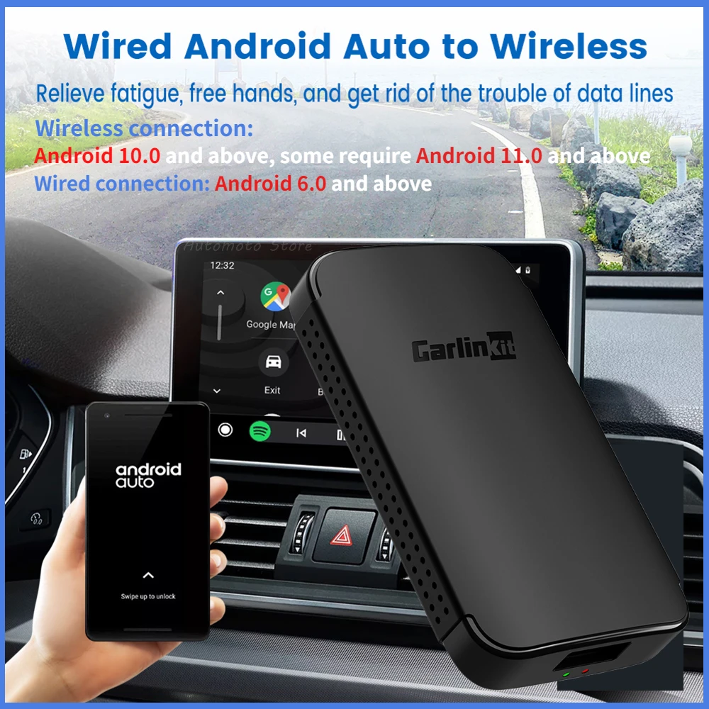 Купи CarlinKit Android автомобильный беспроводной адаптер Smart Ai Box Plug And Play Bluetooth-совместимый WiFi автоматическое подключение для проводного автомобиля... за 3,960 рублей в магазине AliExpress