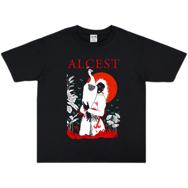 Футболка с короткими рукавами и принтом Rock Metal Alcest Band Direct Injection плотный хлопок