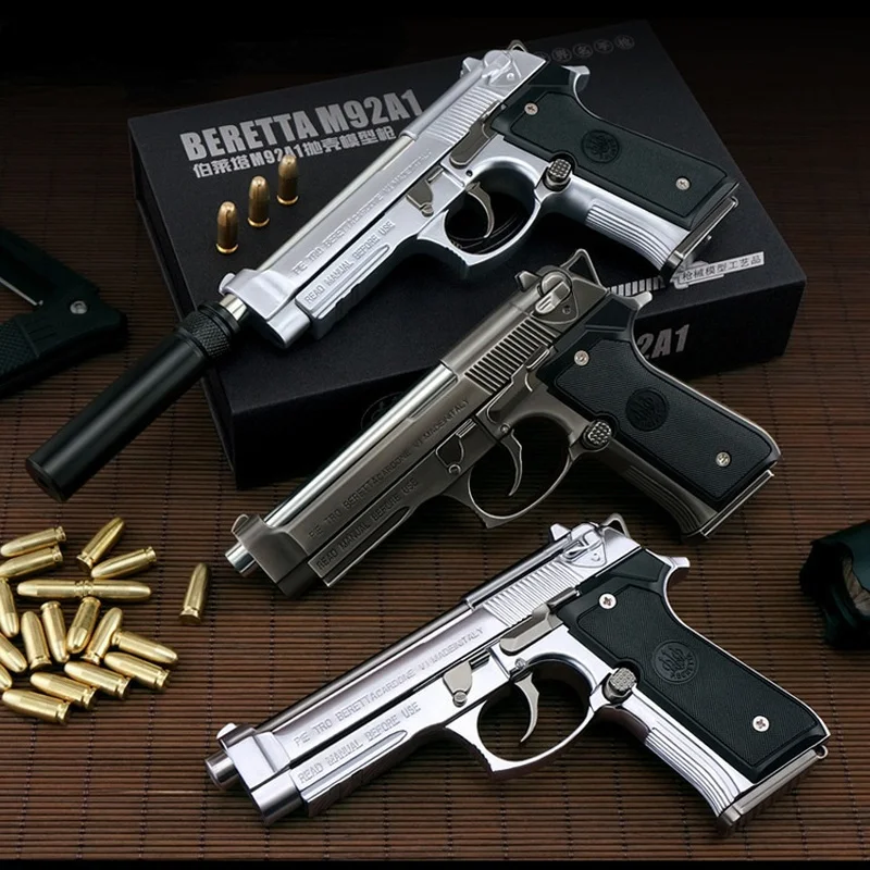 

1:2.05 10,5 см Beretta M92A1 сплав металлический сплав M92F Миниатюрная модель пистолета игрушка Съемный корпус бросок не может стрелять подарок