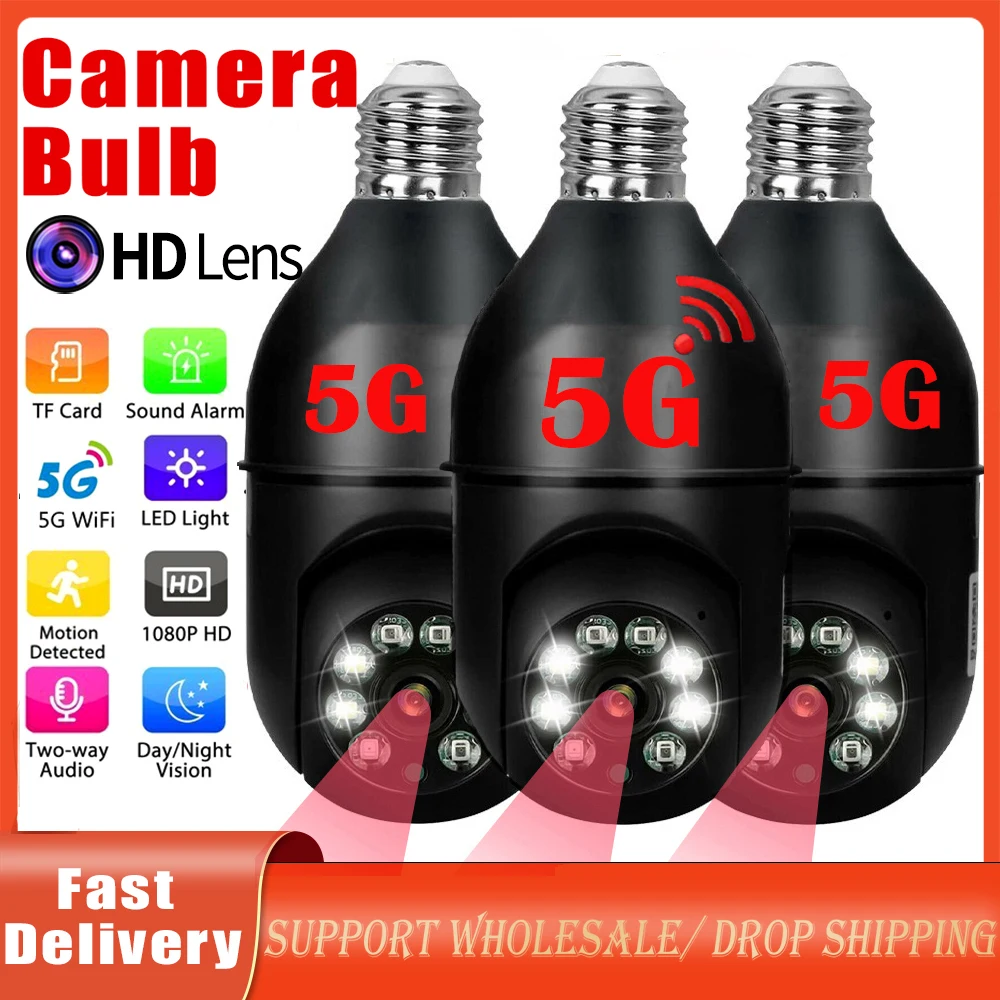 

5G Bulb Surveillance Camera Night Vision WiFi Surveil Camera 4X Digital Zoom Security IP Cam Human Tracking Video Surveillance