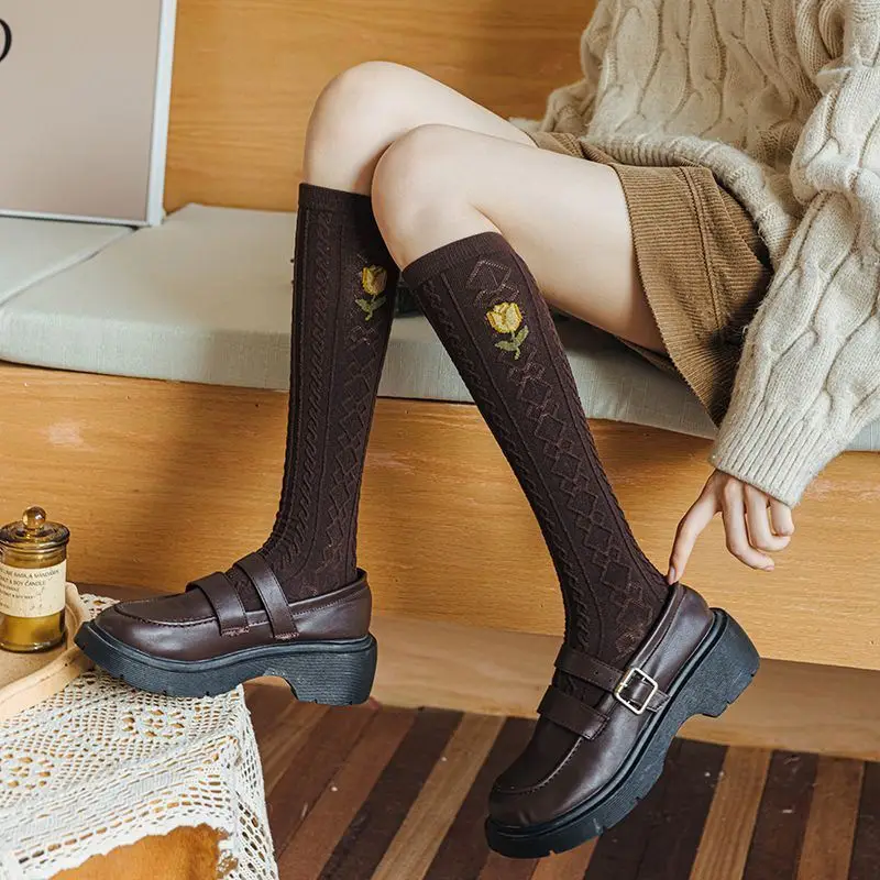 Новые жаккардовые носки с медведем дышащие среднего размера корейская версия