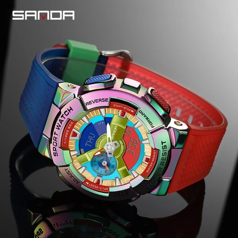 

Sanda Men Digital Watch G Style Sports Waterproof Shock Military Premium Watches Magic Color Cool Luxury Wristwatch Relojes 9004