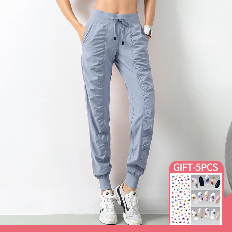 

Fabric Drawstring Running Sport Joggers Women Quick Dry Athletic Gym Fitness Sweatpants with Two Side Pockets Exercise Pants