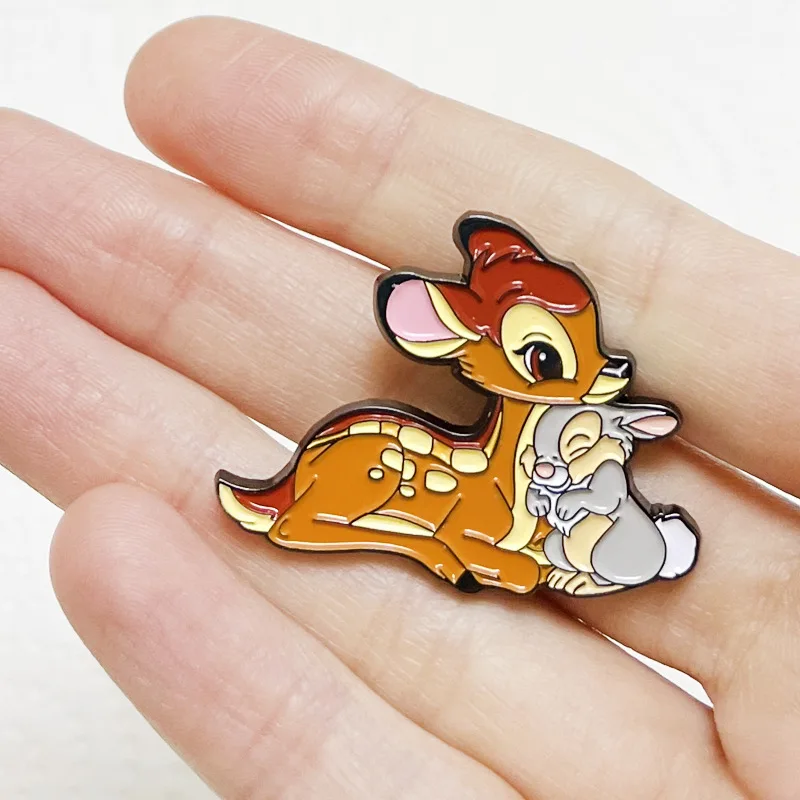 

Disney Animation Bambi Metal Badge Lovely Bambi Thumper Brooch Cartoon Girl Clothing Bag Accessories Children's Holiday Gifts