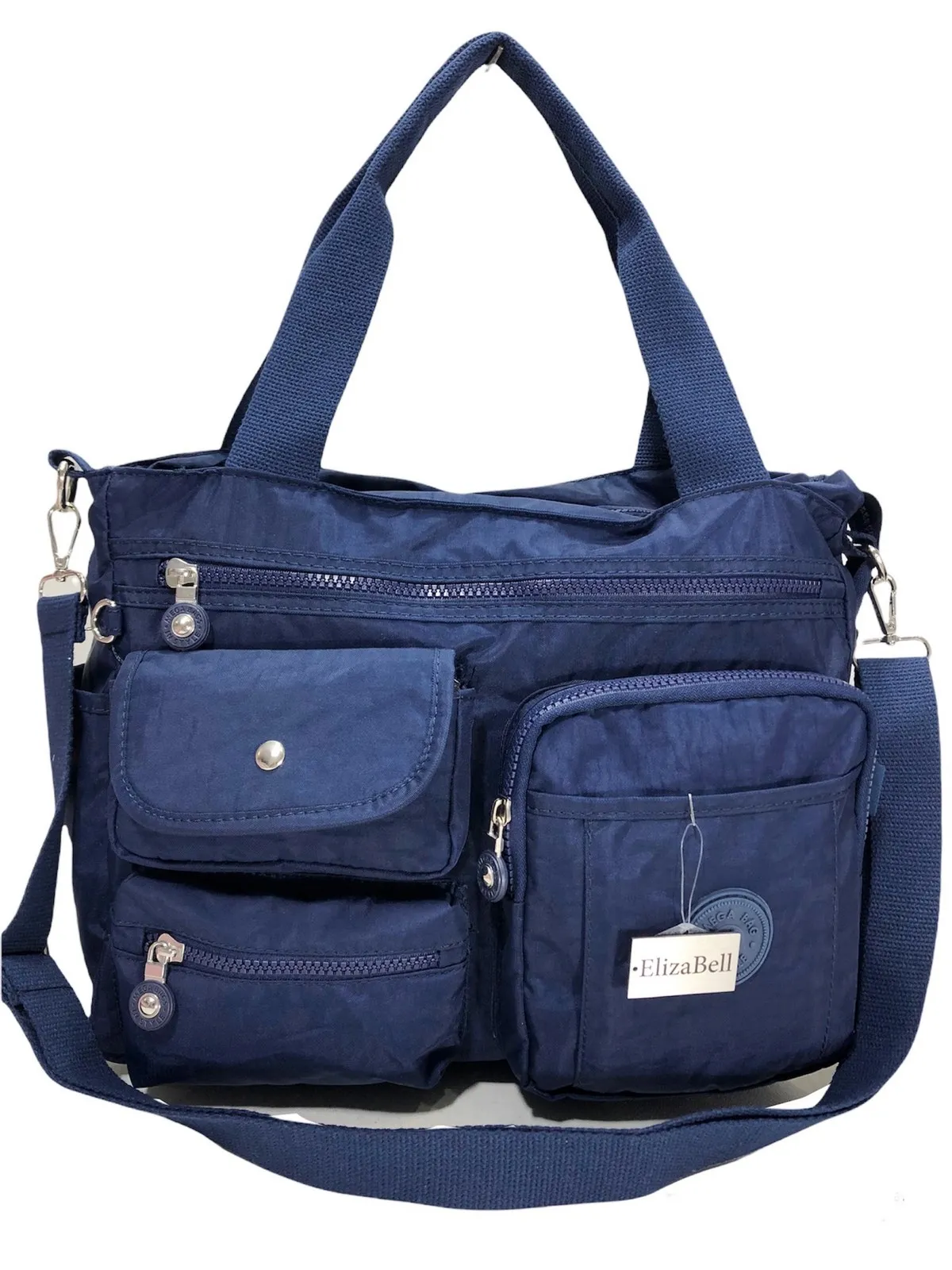 

Navy blue Women's shoulder bag large multi-eyed kırınkıl fabric size 38 cm25 cm