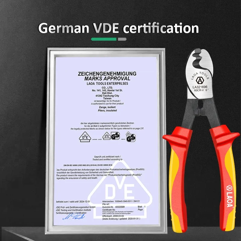 Изолированный кабельный резак LAOA 1000 В профессиональные плоскогубцы электрика