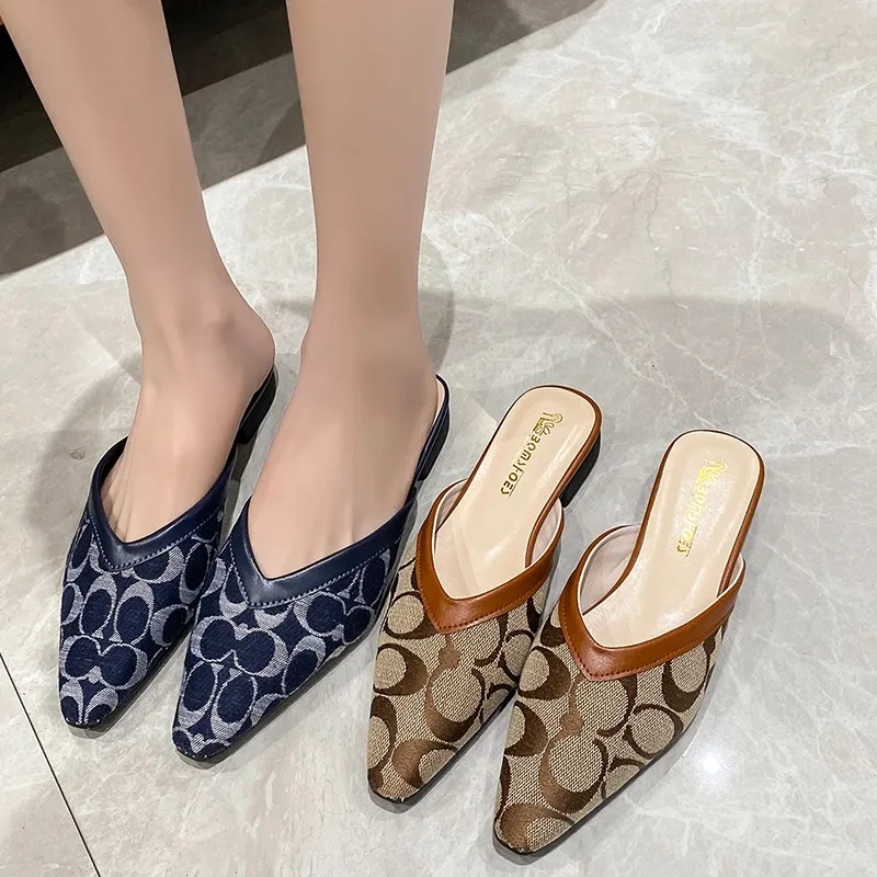 

Shoes for Women 2023 Fashion Mules Women's Slippers New Sexy Concise Casual Slippers Woman Mixed Colors Pointed Toe Shoes Female