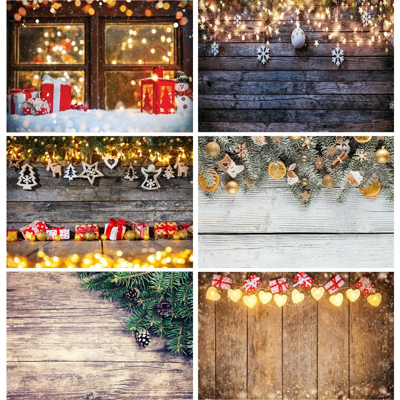 

SHUOZHIKE Christmas Wooden Planks Theme Photography Background Snowman Portrait Backdrops For Photo Studio Props SDMB-02