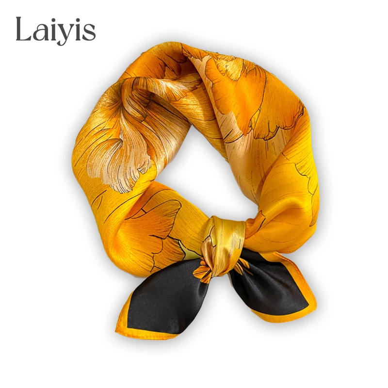 

Luxury Brand 100% Real Silk Scarf Women Design Square Wrap Small Handkerchiefs Hair Ribbon Headband Neckerchief Female Bandana